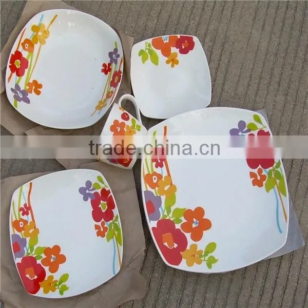 shandong porcelain ware factory supply white square dinner set
