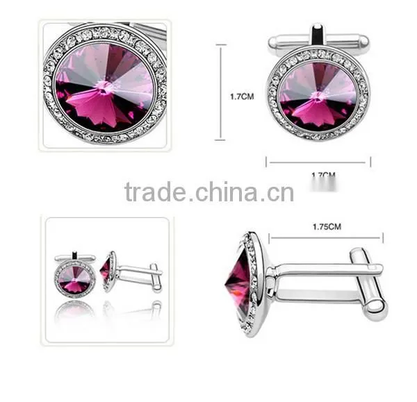 Purple Crystal metal cufflinks customized wedding accesories cuff link for man