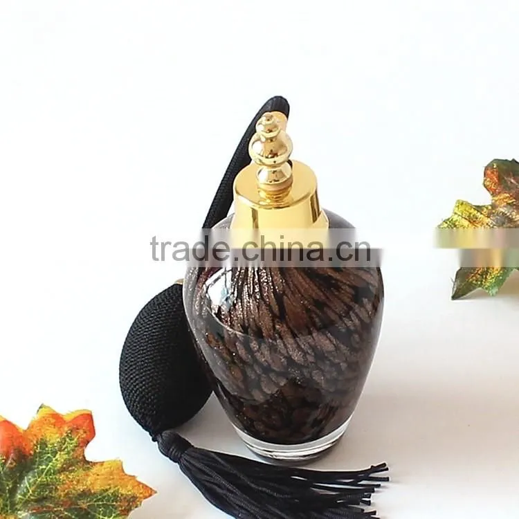 Handmade Black & Gold Point Airbag Glass Perfume Bottle