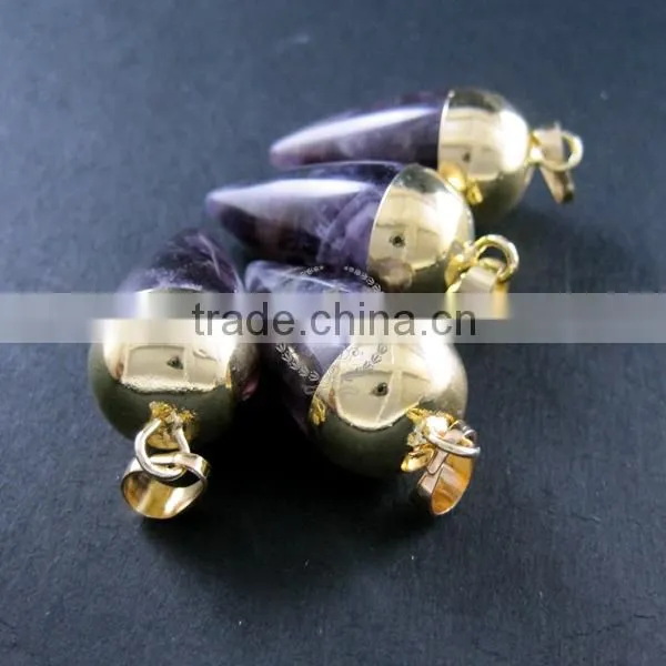 15x30mm water drop shape gold plated purple amethyst power stone pendant charm DIY supplies 1850207