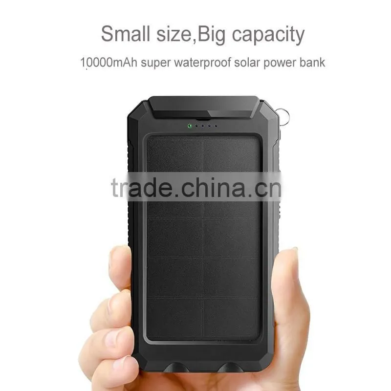 CE FCC ROHS certificated solar charger power bank 10000mah waterproof IP68