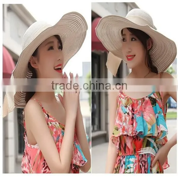 High Quality Summer Beach Wide Brim Lady's Vacation Adjustable Floppy Hat