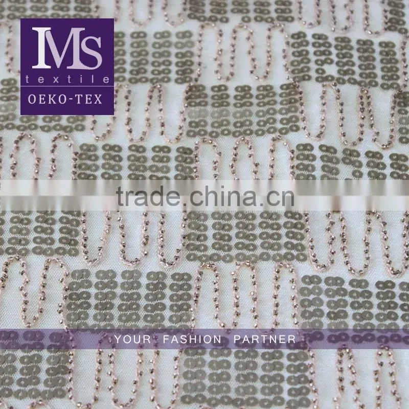 Wholesale New Arrival shiny colors textile sequin stock fabric for evening dress
