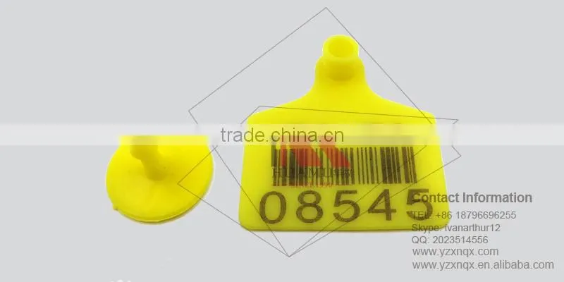 buffalo ear tag with PE material in yellow 60*56 mm