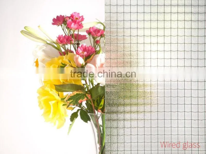 6mm /7mm wire mesh glass / wire mesh security glass wire reinforced glass /wired glass prices