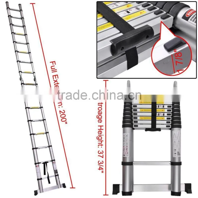3.2m,3.85m ,4.4m,5m Telescopic Ladder with Unique Integral Safety Stabiliser and Heavy Duty Carry Bag
