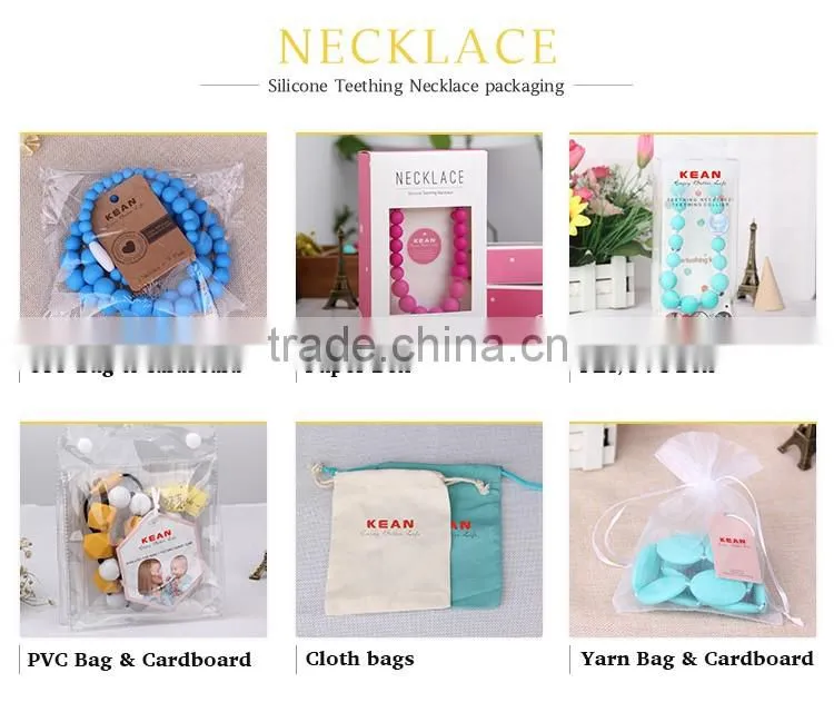 2017 Latest design silicone baby teething beads necklace
