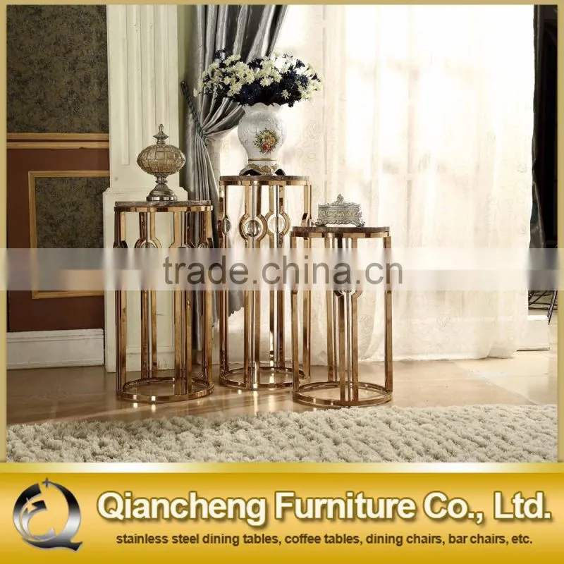 Round marble flower stand golden color for wedding