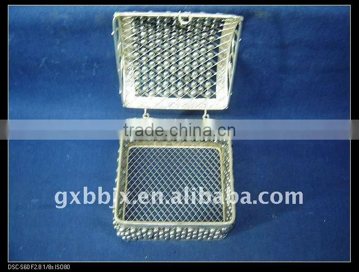 Silver square pearl wire storage compartment box