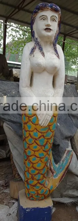 hand carved antique imitation wooden mermaid embossment relief decoration sculplture