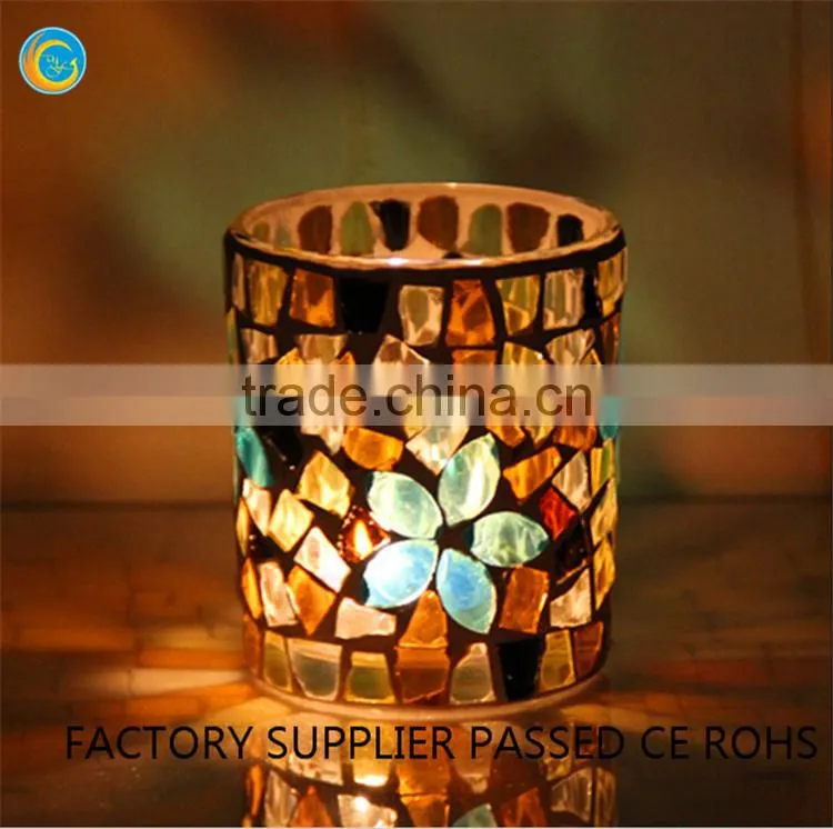 wholesale mosaic tin candle holders glass