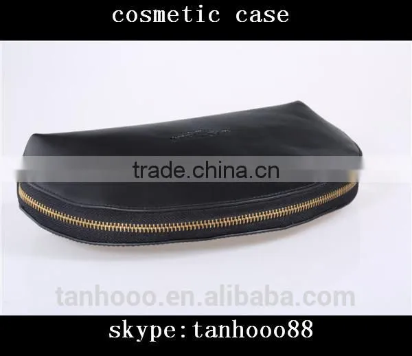 High Quality Black Shell Shape Makeup Case Leather Cosmetic Bag Case