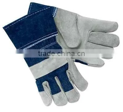 Cowsplit Leather Full Palm Gloves,Cotton Back Construction Gloves
