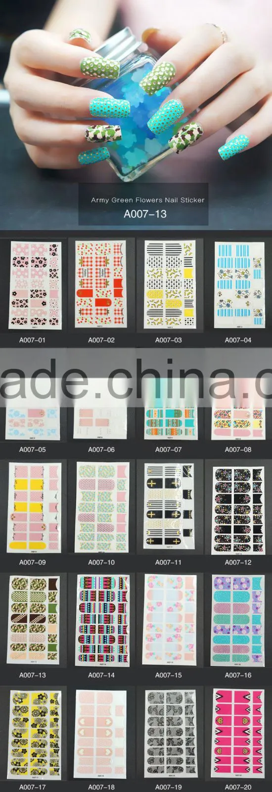 24pcs new design Watertransfer decorated glitter nail sticker