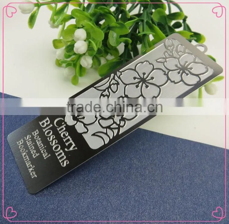 Custom wholesale cherry flower shape kids metal bookmarks for books