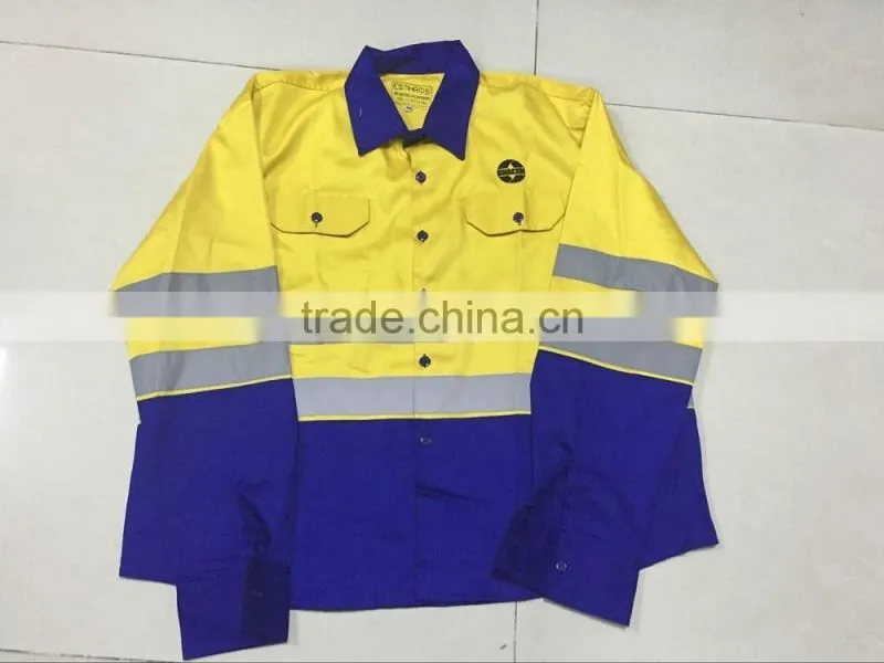 manufacturer custom Short Sleeves 100% cotton safety work shirts Hi Vis Shirts