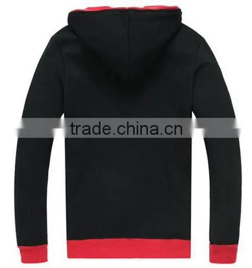 Fashion Zip up custom plain black hooded sweatshirt