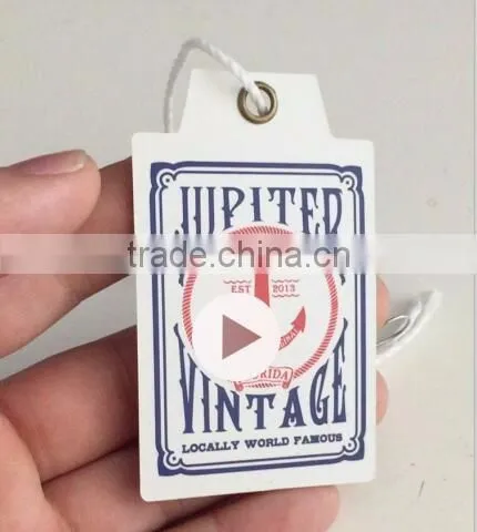 2016 hot sale customized fashionable jeans paper swing tags hang tags with high quality