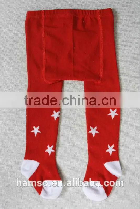 shaped figured red white star tights