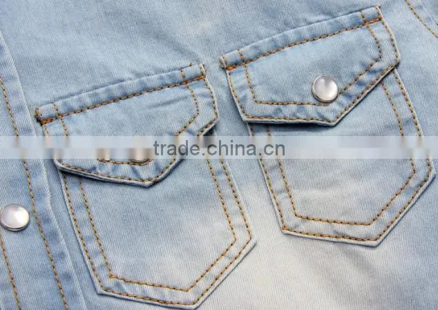 Mens jeans shirt blue new fashion shirt long sleeve slim shirt with snap button