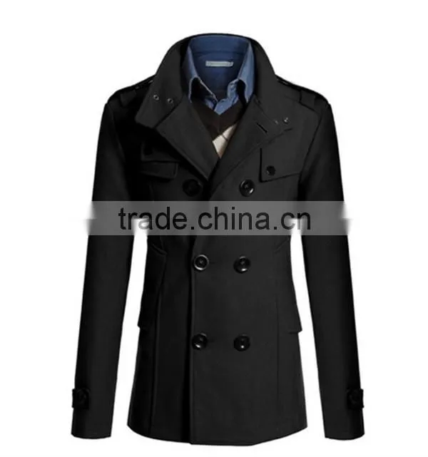 Hot sale 4 colors and 4 size for choice casual European stylish mature men coat woolen