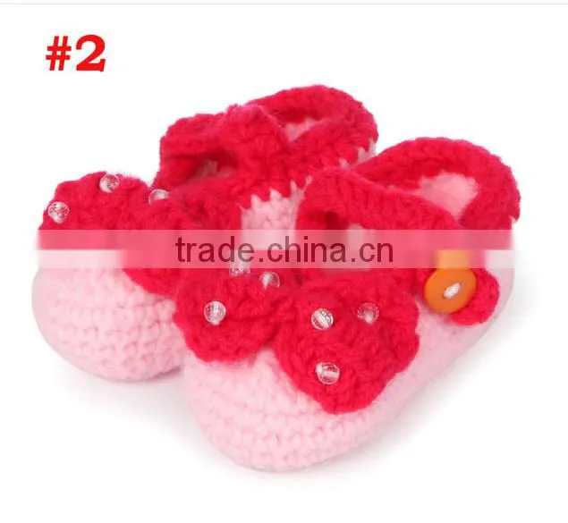 baby bow crochet shoes baby hand-knit shoes soft sole shoes