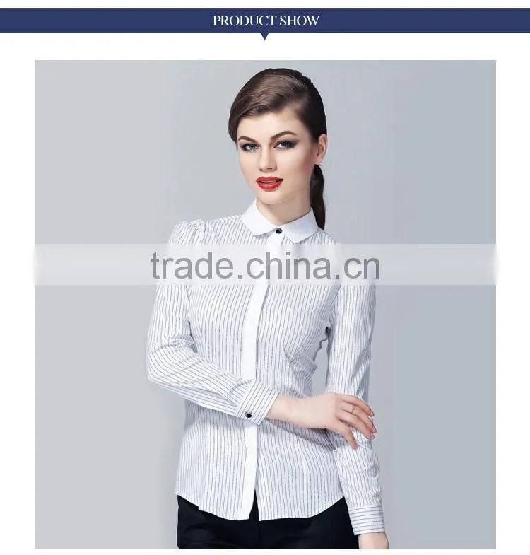 2015 Stylish Ladies Strip Long Cotton Shirts For Girls