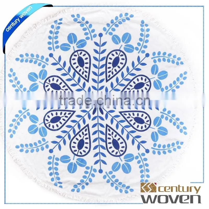 Stock Round Beach Towel with Tassels Wholesale Roundie Beach Towels Custom Design NO MOQ