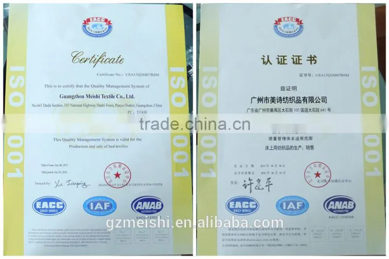 100% cotton fabric 100% polyurethane Laminate lining mattress protector