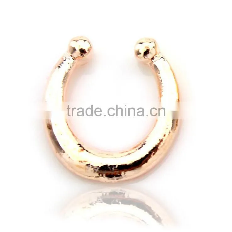 2017 Septum Clicker,Fake Septum Ring,Nose Ring Body Piercing Jewelry with Gems