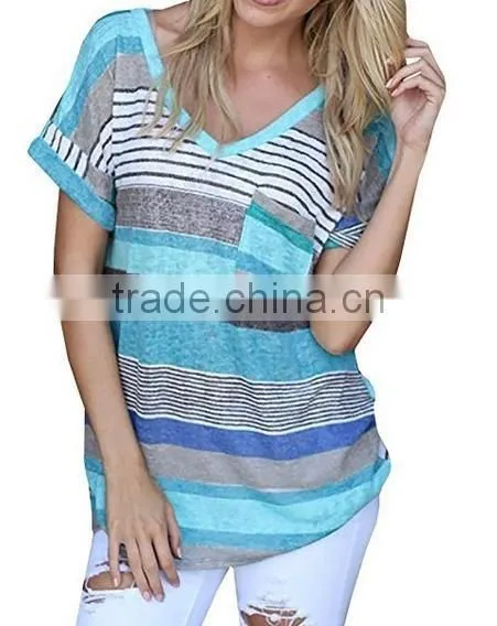 Women's V-neck Casual Short Sleeve T-shirt Blouse Tees Tops
