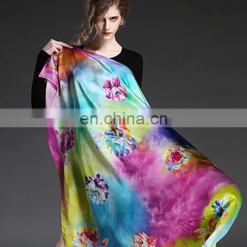 Digital printing new women's fashion lady silk scarf shawl