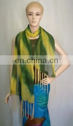 Cotton printed scarf with silver lurex