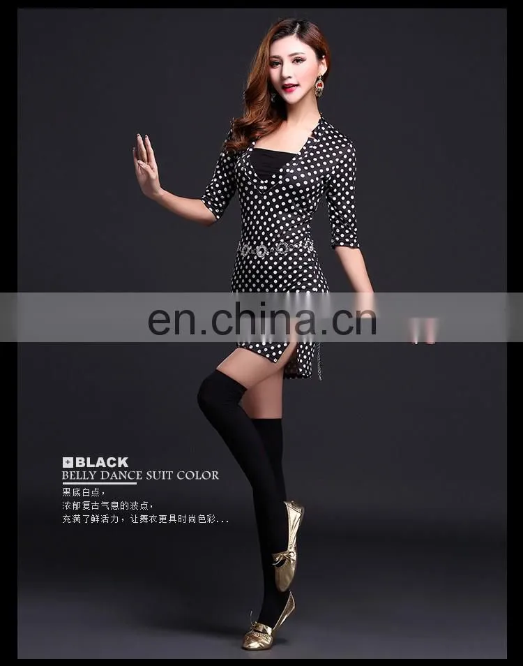 T-5112 Sexy slim black and white round dot women belly dance skirt