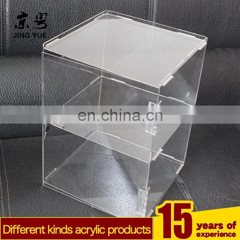 Custom 2 tiers acrylic display case cabinet with lock acrylic display box with lock