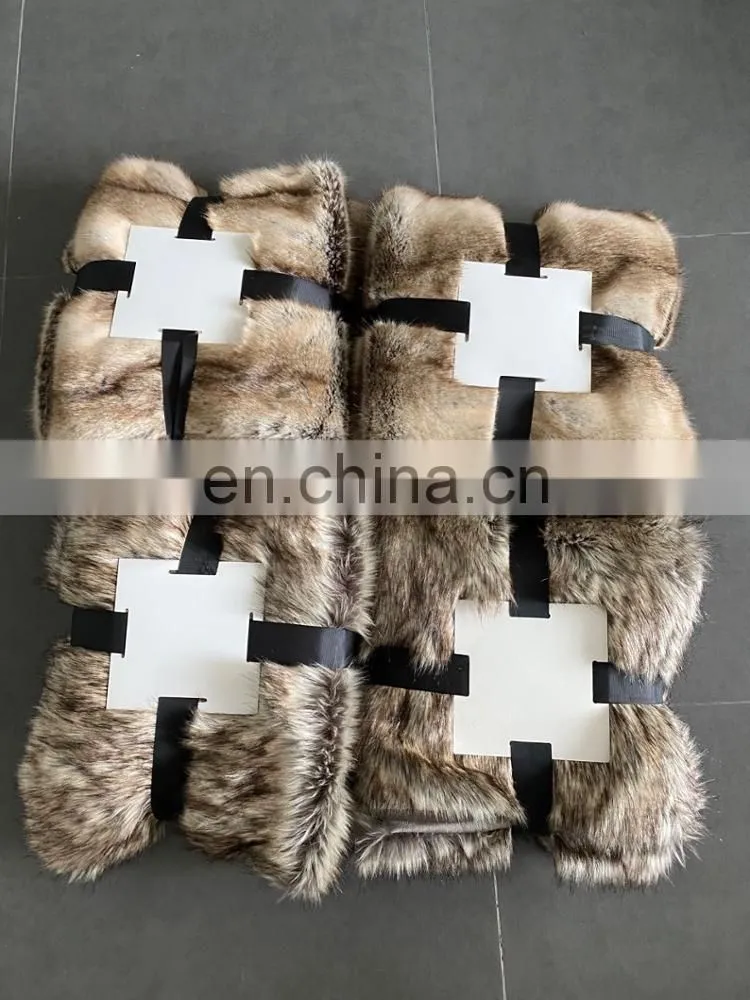 Wholesale high quality Fuzzy cozy Luxury super soft plush fluffy warm shaggy double Fleece Faux Fur Throw Blanket for sofa