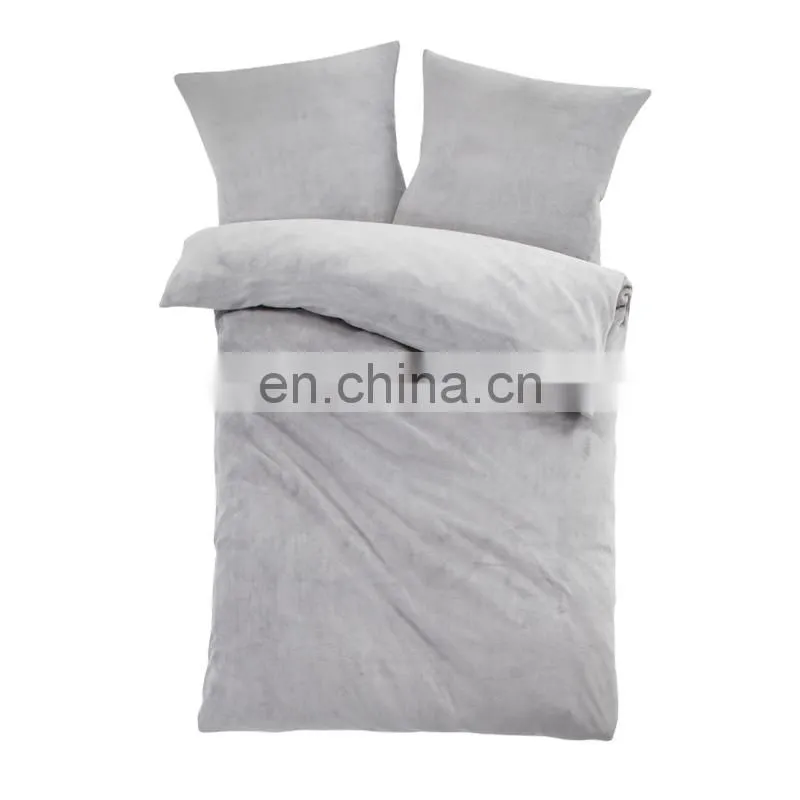 i@home 100%polyester soild color microfiber coral fleece bed duvet cover sheet set