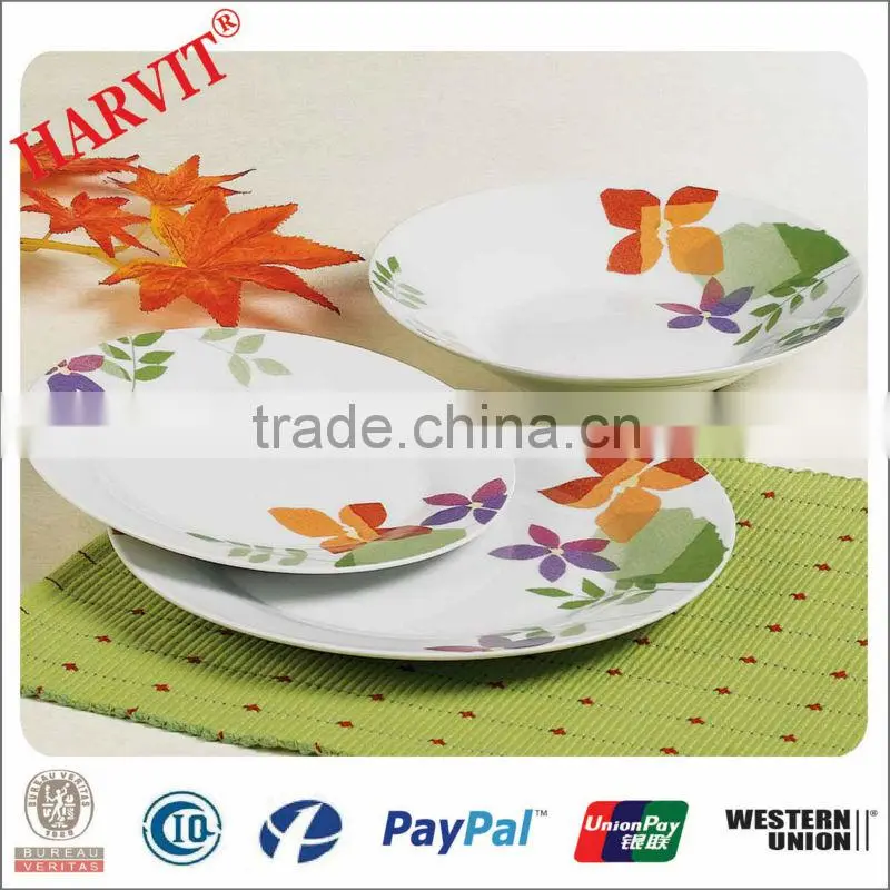 18-Pieces Round Porcelain Blue Decal Dinner set