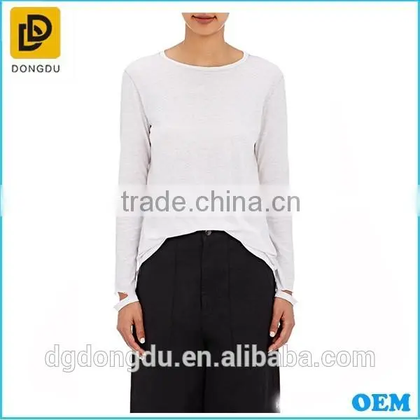 New Fashion Casual Lady Pick Stitched Long Sleeve T shirt