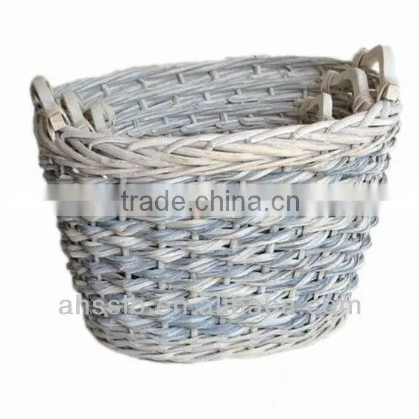 2013 new classic gray willow wicker storage laundry basket