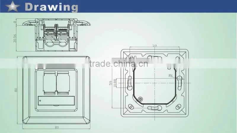 Germany Cat.6 shielded 2 gangs RJ45 FTP faceplate