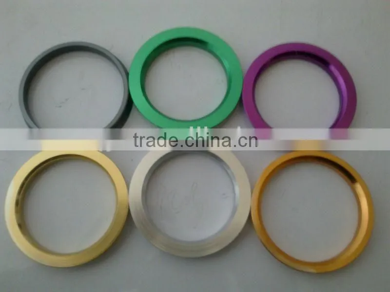 Aluminum and plastic hub centric wheel rim rings with various size and color