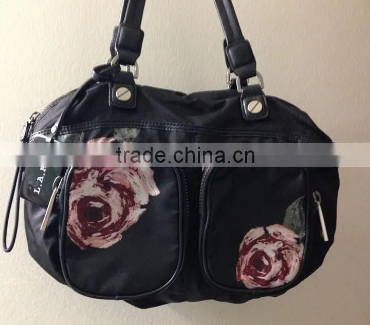 Flower pattern large space printed handbag