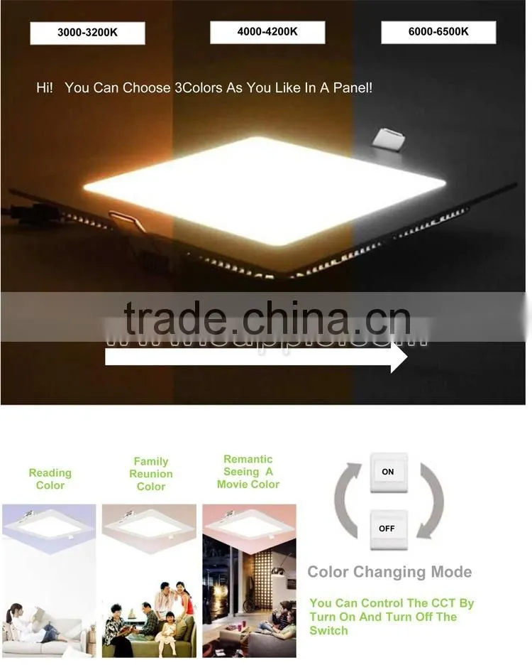 China Supplier Hot selling 3 Color Change Led Panel 720lumens Round LED Light Panel
