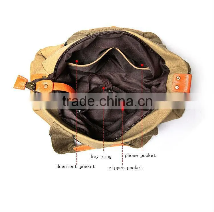 high quality waxed canvas cotton messenger bag