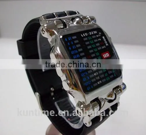 Hot New Products For 2014 Men's LED Lattice Display Black Rubber Band Wrist Watch