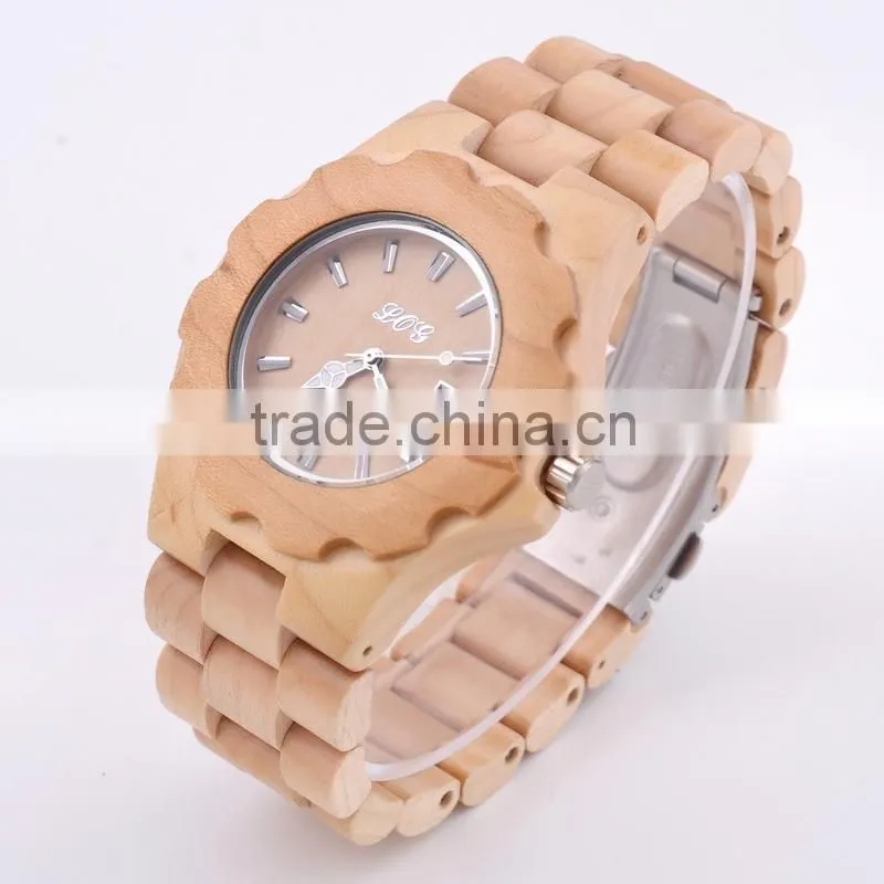 2015 wholesale wood watch vogue wrist wooden watch for men and women with customized logo