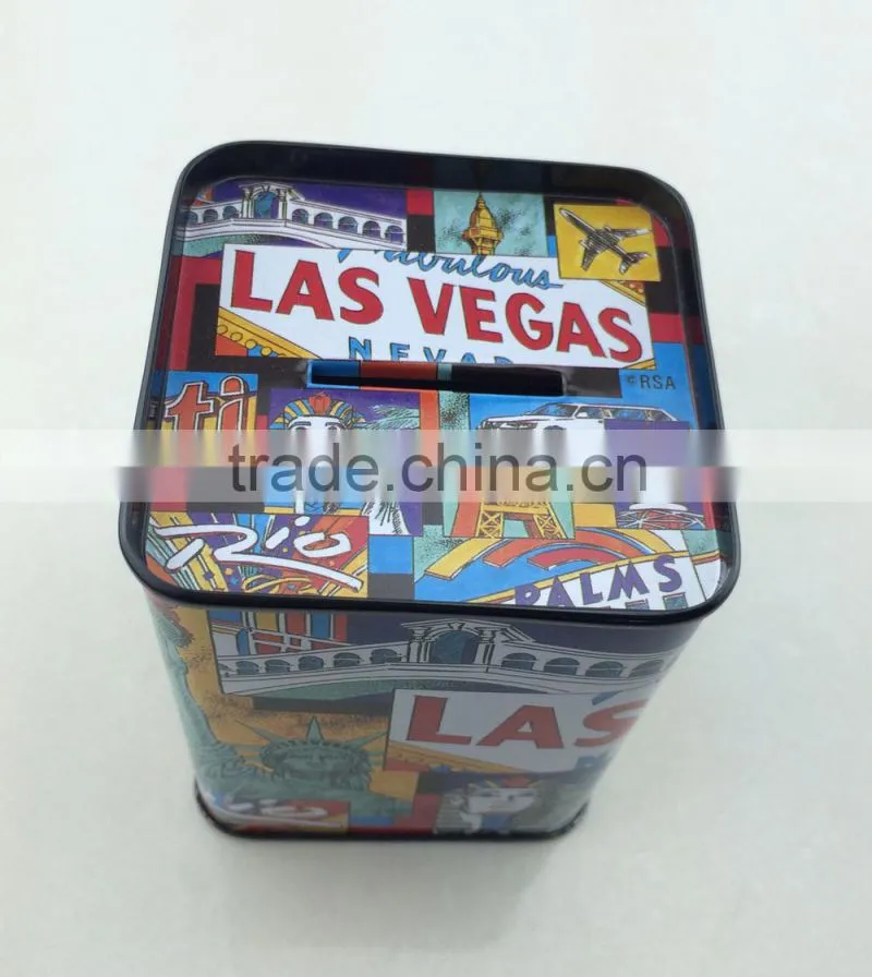rectangle Coin Bank Collection tin cans