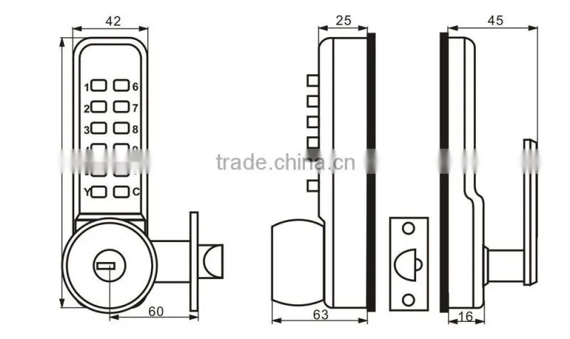 OSPON ALL-WEATHER MECHANICAL KEYLESS PUSHBUTTON DOOR LOCK STAIN NICKEL OS3378
