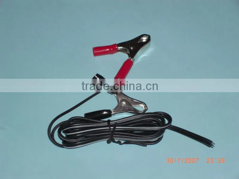 UL SPT-2 18 AWG cable wth 15A battery clip cable assembly